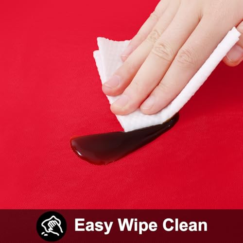 Image of Smiry Rectangle Table Cloth 60x140 Inch, Waterproof Wipeable Vinyl Tablecloths Protector, Oil Spill Proof Plastic Table Cover for Dining, Banquet, Christmas and New Year Parties, Red