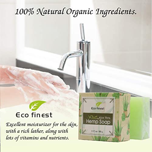 Eco Finest 6 Pack Natural Organic Hemp Oil Soap - Rose,Orange,Aloe Vera,Tea Tree,Lavender,Mint - Soothing, Moisturizing, Cleansing Soap With Natural And Organic Ingredients - 100% Natural Melt And Pour Soap Base - Suitable For All Skin Types #TOP3