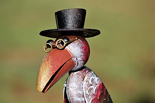 Unbekannt Regenmesser Gartenstecker Rabenpaar Vogel Metall Glas Bunt H 136 cm°