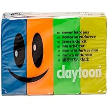 Van Aken International Claytoon Non-Hardening Modeling Clay VA18160 Mutant Turquoise, neon Orange, neon Green, Yellow 1 Pound Set 4-1/4 Pound Bars claymation, Gluten-Free, Non-Toxic