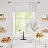 CAROMIO Linen Valance for Kitchen Window, Rustic Farmhouse Linen Blend Crude Window Curtain Valances