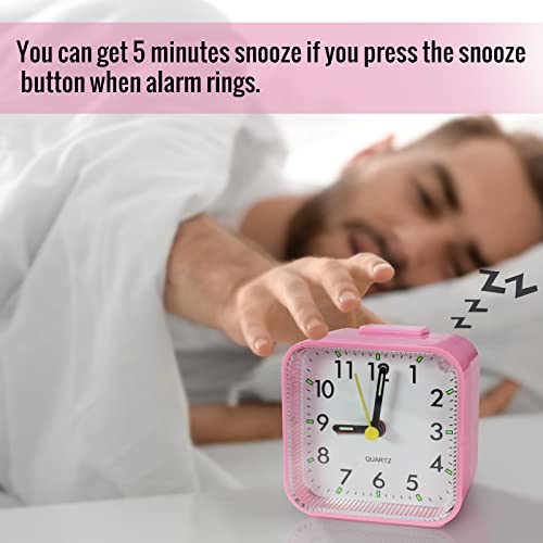 Image of Lamisola Small Pink Kids Desk Alarm Clock, Analog Travel Battery Operated Clock,Quieter Bedside Clocks for Girls' Bedrooms Bathroom Living Room Kitchen Shelf Clocks