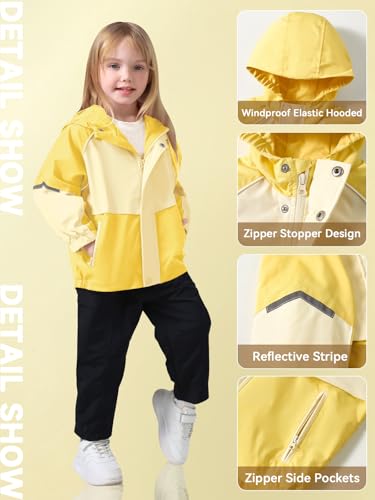 Image of Miipat Toddler Girls Rain Jacket Lightweight Waterproof Hooded Jackets Little Kids Windbreaker Outerwear Raincoats