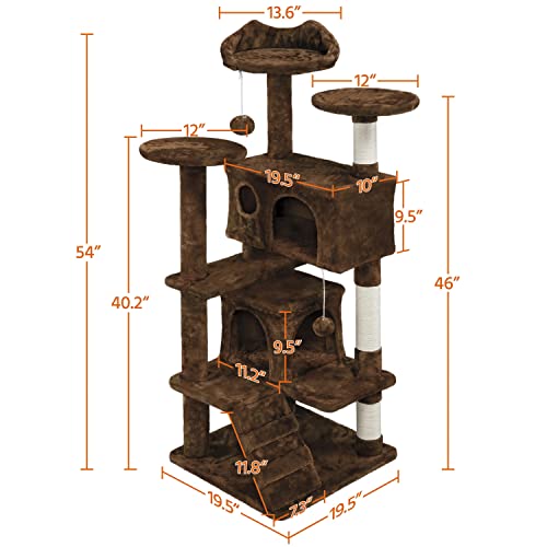 Yaheetech 54In Cat Tree Tower Condo Cat Furniture W/Scratching Post For Kittens Pet House Play #TOP3