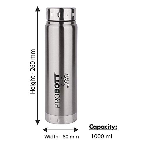 Image of PROBOTT LITE Stainless Steel Freeze, Refrigerator,Sports Water Bottle 1000ml Set of 6 Silver Color (PL1000-01S)