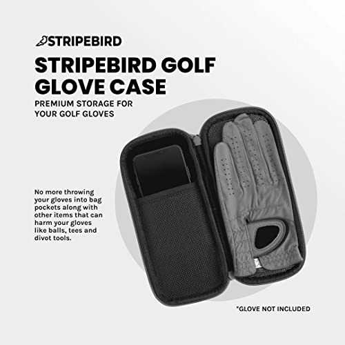 Stripebird - Golf Performance Gloves Holder Case (Cool Gray) - Protect And Keep Golf Gloves Dry - Moisture Free Storage Design - Includes Golf Bag Clip For Golfers #TOP1