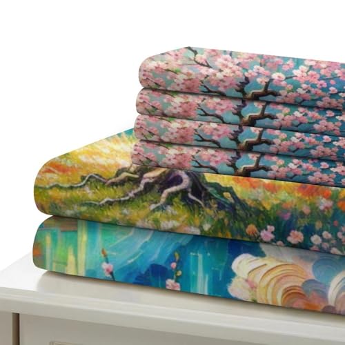 Housse de couette fleur de peche microfibre avec fermeture eclair pour couette fixe - 6