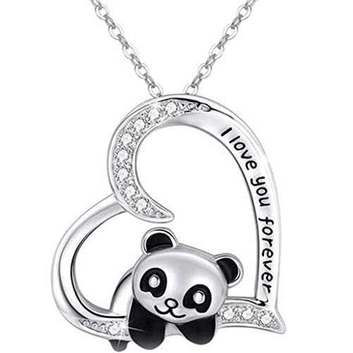 Jude Jewelers Silver Rose Gold Plated Heart Shaped Cute Panda Holiday School Wedding Statement Valentines Pendant Necklace
