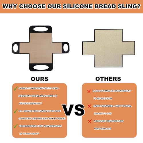 BOXOB 2pcs Bread Loaf Pan Liners, Non-Stick Heat Resistant Silicone Bread Sling with 4 Handles Reusable Dutch Oven Sourdough Baking Mat Dough Transfer Tool Perfect for 9x5 or 1.5lb Loaf Pans - Image 3