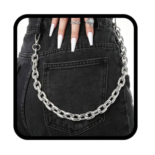 Tgirls Hip Hop Pants Belt Chain Goth Jean Chains Star Punk Pocket Chain for Women Layered Acrylic Keychains Cute Trouser Chain Rock Wallet Chain for Men Waist Body Accessories for Girls (1 Metal)