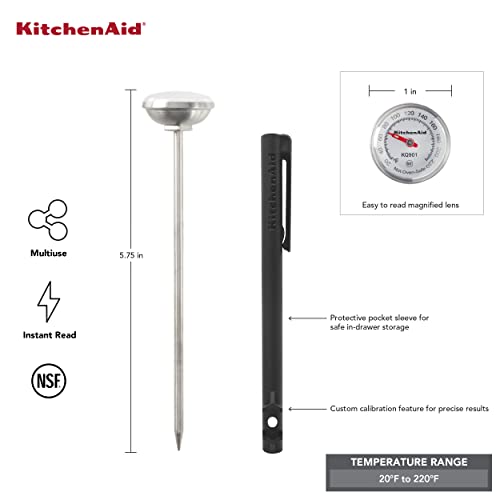 Kitchenaid Kq901 Instant Read Food Thermometer For Kitchen Or Grill, Temperature Range: 20F To 220F, 1 Inch Dial, Black #TOP2