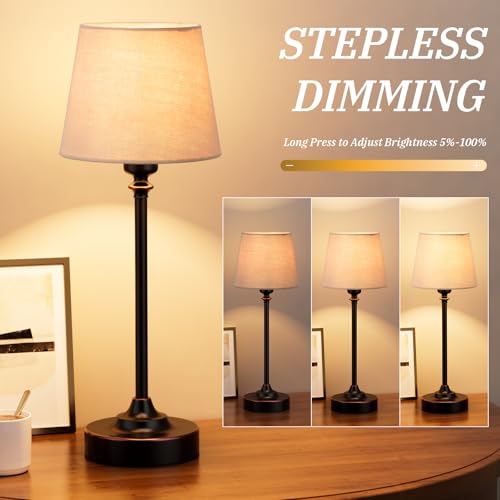 Image of Cordless Table Lamp Rechargeable Bronze - 1 Pack Brass 4000mAH Battery Operated Lamp for Decor, 3000K Stepless Dimming Touch Control Wireless Lamp for Bedroom, Dining Table, Counter, Living Room