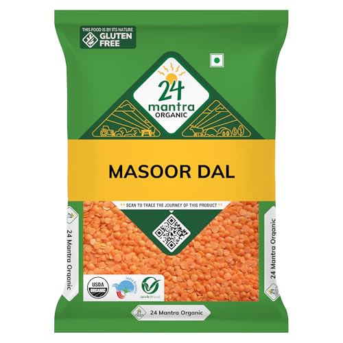 Image of 24 Mantra Organic Unpolished Masoor Dal /Red Lentil - 1 Kg | 100% Organic | Chemical Free & Pesticides Free | Tastier & Rich Flavour