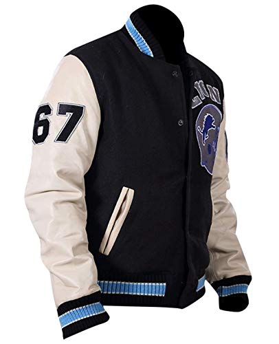 Image of Aksah Fashion Men's Beverly Hills Cop Sports Letterman Varsity Black Wool & Leather Sleeves Jacket
