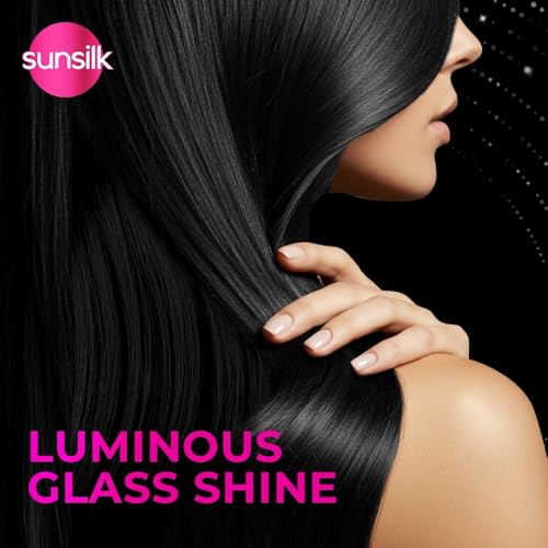 Image of SUNSILK Radiant Black Shine Conditioner, 180ml, for Smooth and Glass Shine Black Hair, with 5% VITA-GLOSS COMPLEX - 48hr Radiant Shine, Paraben-Free, Cruelty Free