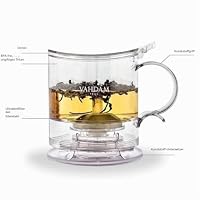 VAHDAM, Teekanne für losen Tee mit integriertem Tassennetzsieb | 474 ml | BPA-frei | Tropffreies Design | Ideal für heißen & kalten Tee – Ansicht 2
