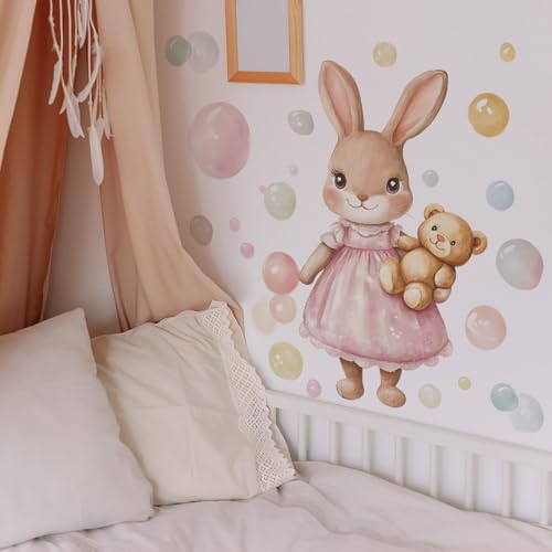 Vinilo decorativo conejo con oso para cuarto infantil miniatura 5