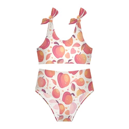 KLL Pink Peach Apricot Cute Girls' Two Piece Bikini Set Scoop Neck Swimsuits Swimming Suits Adjustable Strap3
