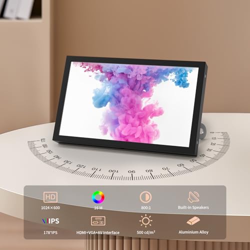 Image of Mini Monitor 7 Inch Screen HDMI, VGA, AV, BNC, 1024 x 600 Small IPS Screen with Built-in Speakers, 178 Viewing Angle LCD Portable Monitor for PC /TV /DVD /CVBS (7 inch - Non Touch)