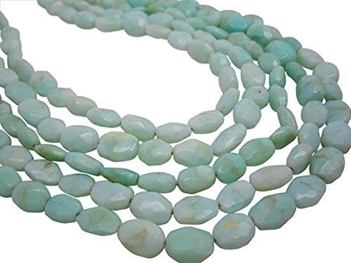 LKBEADS Peruvian Blue Opal Beads, Blue Opal Beads, Faceted Oval 15.5 inch strand 5mm x 7mm to 7mm x 10mm