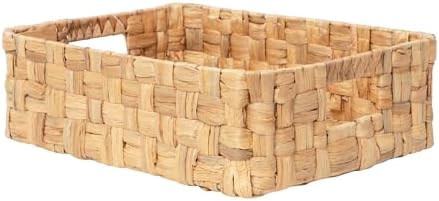 YAHUAN Water Hyacinth Storage Basket Handwoven Wicker Shelf Baske...