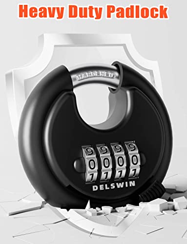 Delswin K25005-2 4 Digit Combination Disc Padlock With Hardened Steel Shackle Combo Lock For Sheds, Storage Unit thumb #5