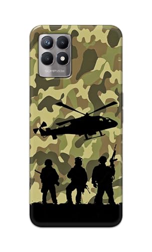 Image of Printed Hard Back Cover Case for Realme 8i Back Cover (Army) -1111
