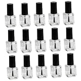 FIXOSHEE Glas Nagellackfläschchen 15 Stück Packung Transparent 5 ml mit Pinsel Leer für Pediküre und Nageldesign Zubehör