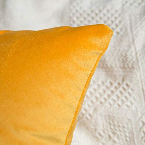 Image of Khooti Velvet Cushion Cover Pack of 1-8 inch x 8 inch / 20 x 20 cm - Orange Yellow - Soft Pillow Covers Cushion Case for Sofa Bedroom Livingroom Chair Car, Cushion Cover
