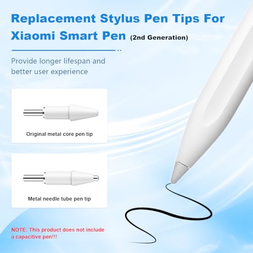 Image of ZORBES 2 Pack Replacement Stylus Pen Nibs Compatible with Xiao-mi Smart Pen 2nd Generation, Soft Rubber and Metal Ball Pen Tips for Smooth Touch Control, Pen Nibs for Writing and Drawing