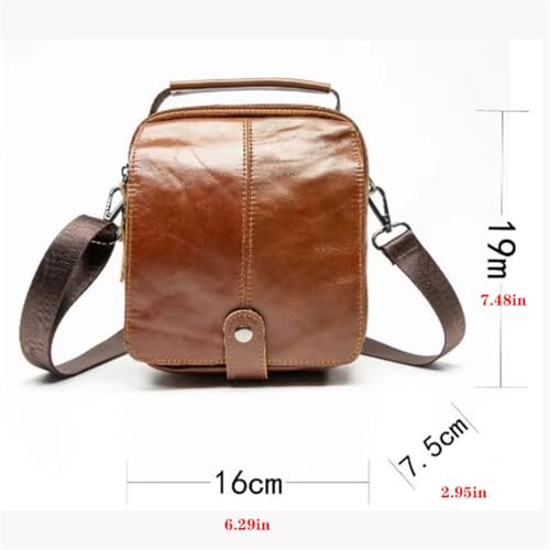 Men Messenger Bag, Leather, Vintage Shoulder Crossbody Purse, Waterproof, for Business Travel Work Outdoor, 7.48in2