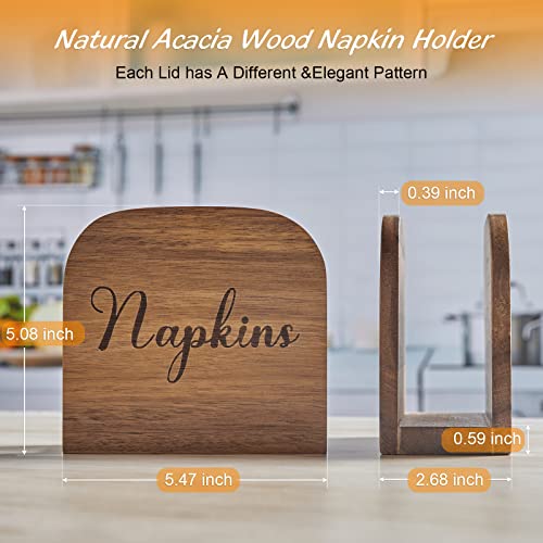 Napkin Holder for Table, ALELION Acacia Wooden Napkin Holders for Kitchen, Napkin Holder for Kitchen Dining Room Table Decor, Upright Wood Napkin Dispenser for Indoor & Outdoor Use - Thumbnail 2