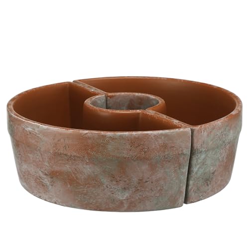 Acellegic 1 Set Patio Umbrella Planter Rustic 2 Pcs Half Round Planter 12 Cement Planters Half Circle Flower Pot for Patio Table Garden Home Plant Outdoor(Brown Country Style)