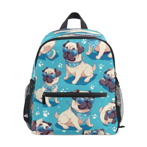 Sac à dos enfant carlins bleu espiègle et cartable scolaire préscolaire