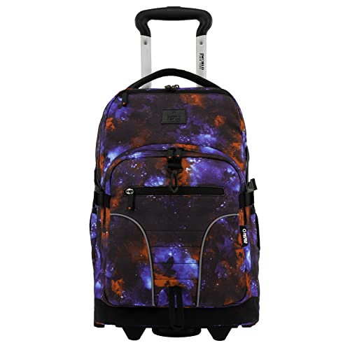 Image of J World Lunar Rolling Backpack. Laptop Bag With Wheels. Wheeled Carry-On Travel Luggage, Galaxy, 19.5 x 13 x 8 Inches