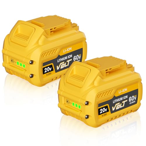 BATTOOL 9.0Ah Replacement for DeWalt 60V FlexVolt Battery DCB606 DCB609 DCB612 Compatible with DeWalt 20V/60V Cordless Power Tools, 2Pack