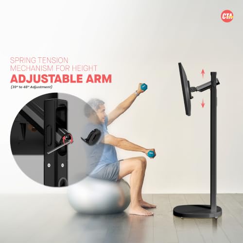 Image of CTA Ergonomic Floor Stand for Monitors & TV's Up to 35-inches & 22 lbs - Mobile Stand with Anti-Knockdown Base & Height Adjustable - Commercial Grade - Black - (ADD-MSADFSB)