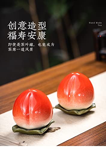Image of Liang baobao 2pcs Mini Tea Storage Containers Ceramic Longevity Peach Jar for Tea Coffee Food Herb Candy Chocolate Sugar Spices birthday Longevity good luck