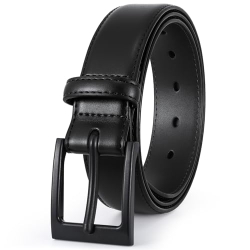 XZQTIVE TSA Belt For Men Metal Free Dress Belts Hypoallergenic Leather Belt With Black Buckle Nickle Free