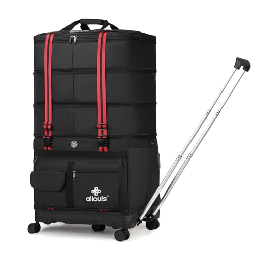 expandable foldable luggage bag with telescoping handle collapsible suitcase with removable universal wheels rolling travel bag for men women duffel bag