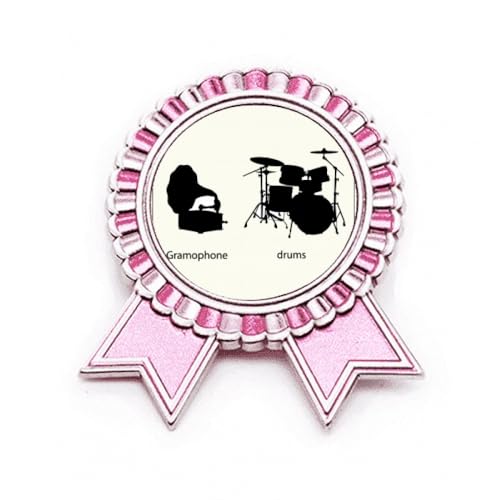 Broche batterie de musique rose taille M accessoire de mode en métal pour sac et vêtement