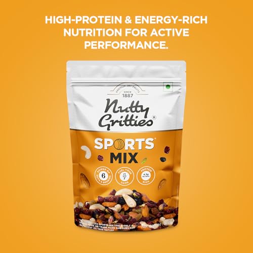 Image of Nutty Gritties Sports Mixed Nuts and Dry Fruit 200g (Pack of 2) - Roasted Almonds, Cashews, Pistachios, Dried Blueberries, Cranberries and Raisins, Healthy Snack for all | Resealable Pouch