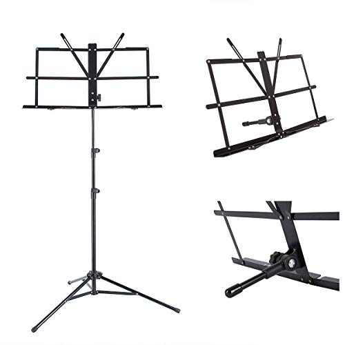 Folding Music Stand(Dual-use),EastRock Professional Collapsible Portable Light Weight and Adjustable Music Stand-Book Stand
