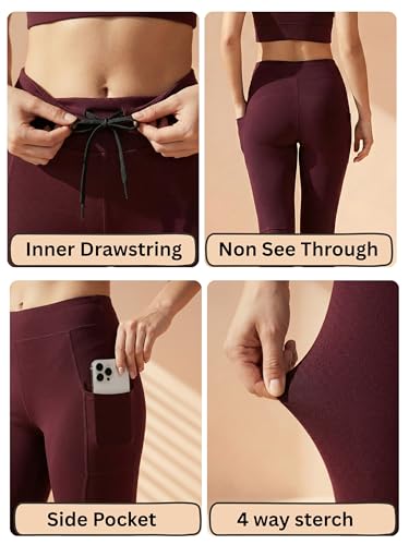 Image of BLINKIN Women's 3 /4 Gym Wear Tights for Women with Side Pockets : Perfect for Active Wear, Yoga & Workout - The Ultimate Gym Pants for Woman & Girls (015)