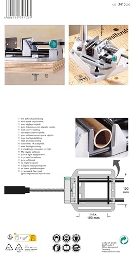 wolfcraft Quick-Action Vice, 100 mm - with Quick Adjustment - Clamping jaw Professional with V-Slots - for Drill Stands and workbenches - Clamping Force 200 kg - 3410000 8 wolfcraft Quick-Action Vice, 100 mm - with Quick Adjustment - Clamping jaw Professional with V-Slots - for Drill Stands and workbenches - Clamping Force 200 kg - 3410000 - Image 8