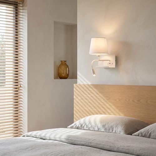 Aplique de pared con lector LED para evitar cables en la mesita de noche E27 5