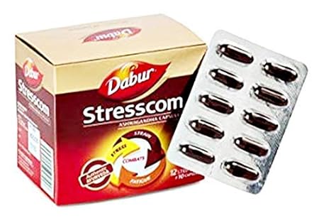 Dabur Stresscom Ashwagandha Capsules - 10 Count (6 Strips)