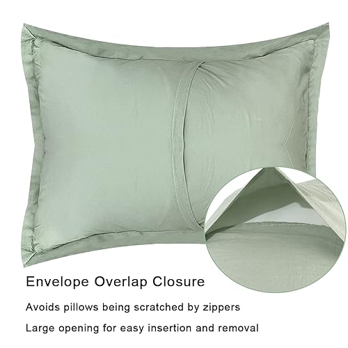 Image of Standard Pillowcase Set of 2 20X26 Pillow Covers Cotton Bed Pillow Shams Soft Decorative Pillow Cases with Envelope Closure, Sage Green