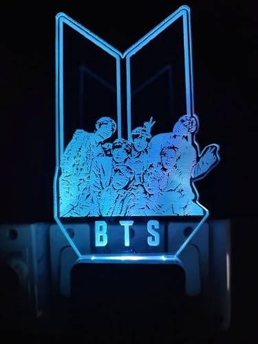 Image of 3D Optical Illusion BTSs Acrylic Night Lamp, 7 Colors RGB Auto Color Changing Led Plug and Play Night Light Lamp (Acrylic, Multi Color, Pack of 1) (BTSs5)