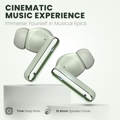 Image of truke Q1 Lite True Wireless in Ear Earbuds, 48H Playtime Ear Buds, Crystal-Clear Calls, Fast Charging, Elegant Royal Design, Bluetooth 5.4, Noise Cancellation, Gaming Mode (Mint Green)